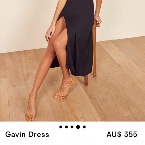 REFORMATION Rosella GAVIN Cap Sleeve Cutout Back High Slit Midi Dress - Picture 2 of 5